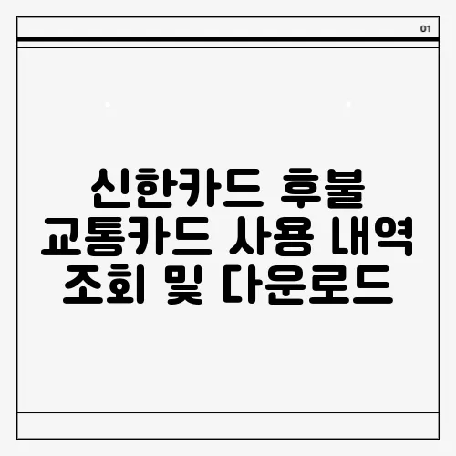 신한카드 후불 교통카드 사용 내역 조회 및 다운로드