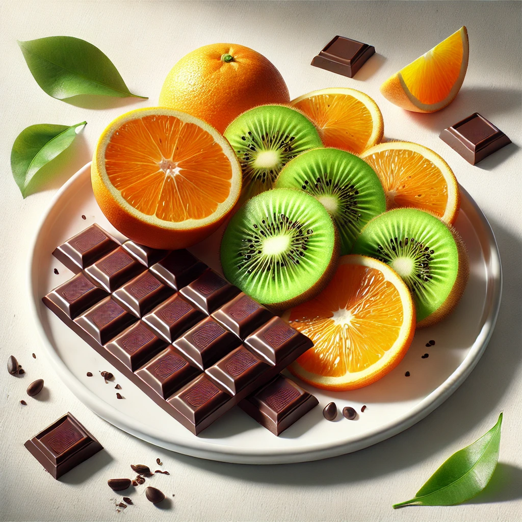 뇌 항산화에 도움되는 오렌지,키위, 다크초콜릿