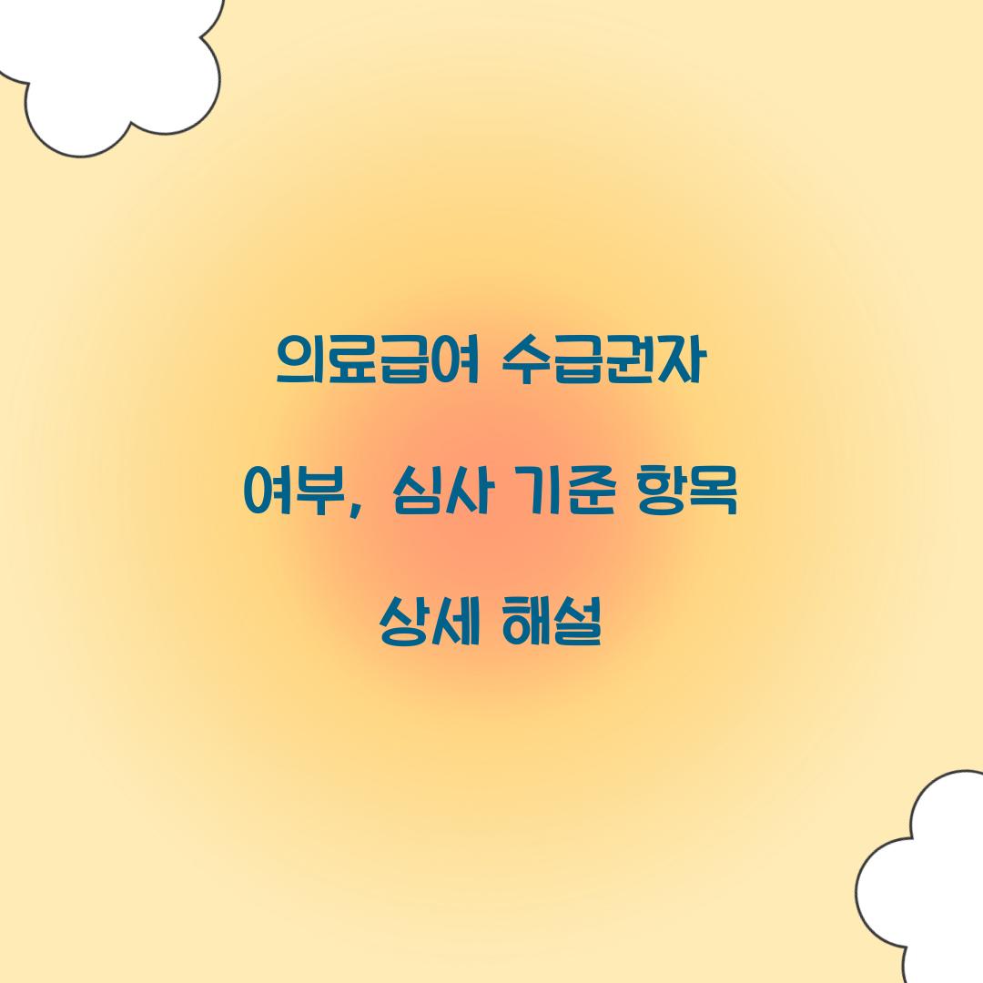 의료급여 수급권자 여부, 심사 기준 항목 상세 해설