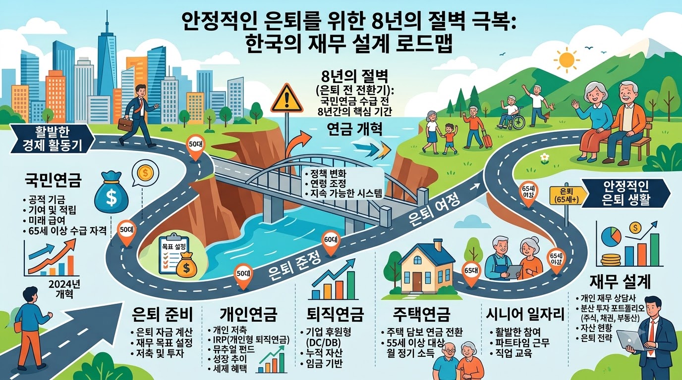 은퇴 후 연금까지 '8년의 절벽', 국민연금 68세 수급안 검토에 따른 노후 자금 방어 전략