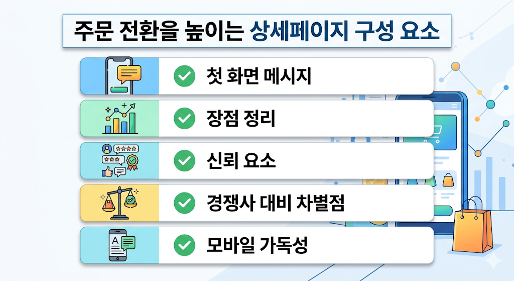 스마트스토어 상위 노출 이후 주문 전환을 높이는 상세페이지 구성 요소 예시