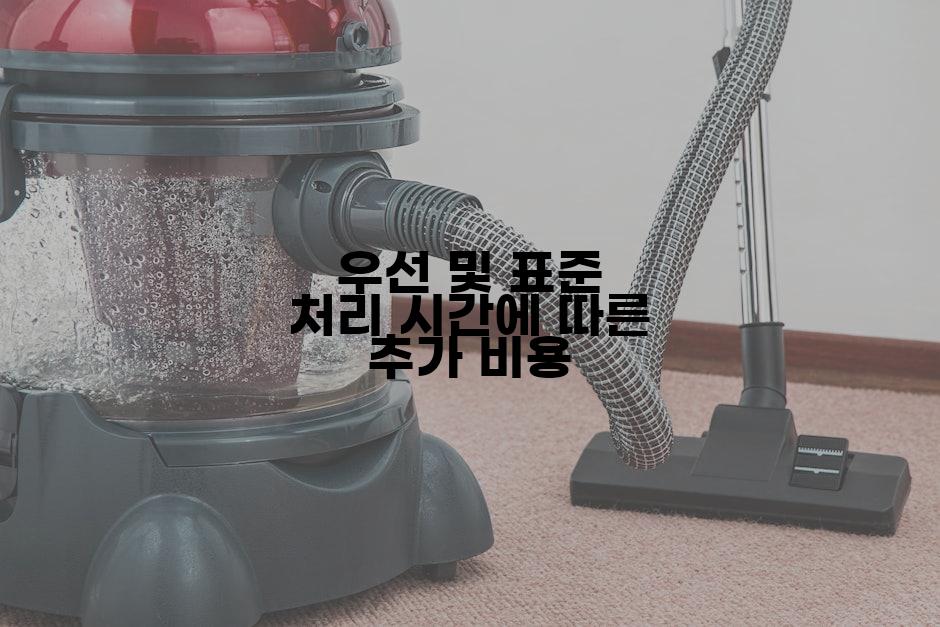 우선 및 표준 처리 시간에 따른 추가 비용