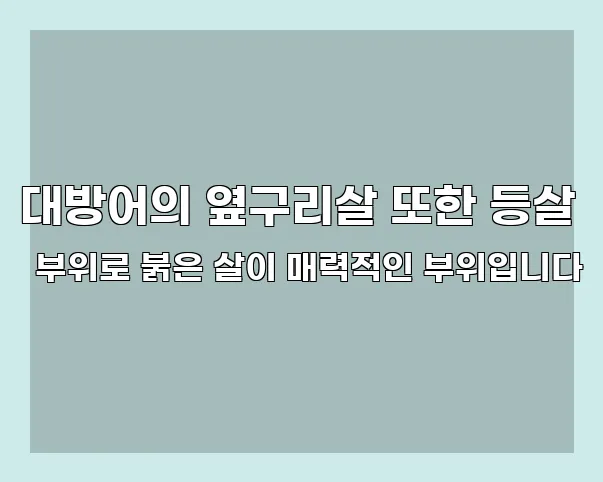 대방어의 옆구리살 또한 등살 부위로 붉은 살이 매력적인 부위입니다