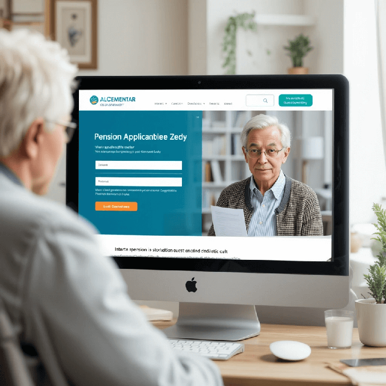 컴퓨터 앞에 앉아 있는 고령의 노인과 영상 대화중