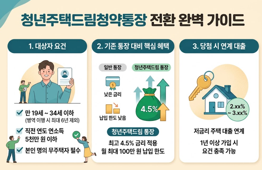 청년주택드림청약통장전환 대상자 확인