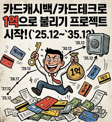 카드캐시백/카드테크로 1억으로 불리기 프로젝트 시작!(`25.12~`35.12)