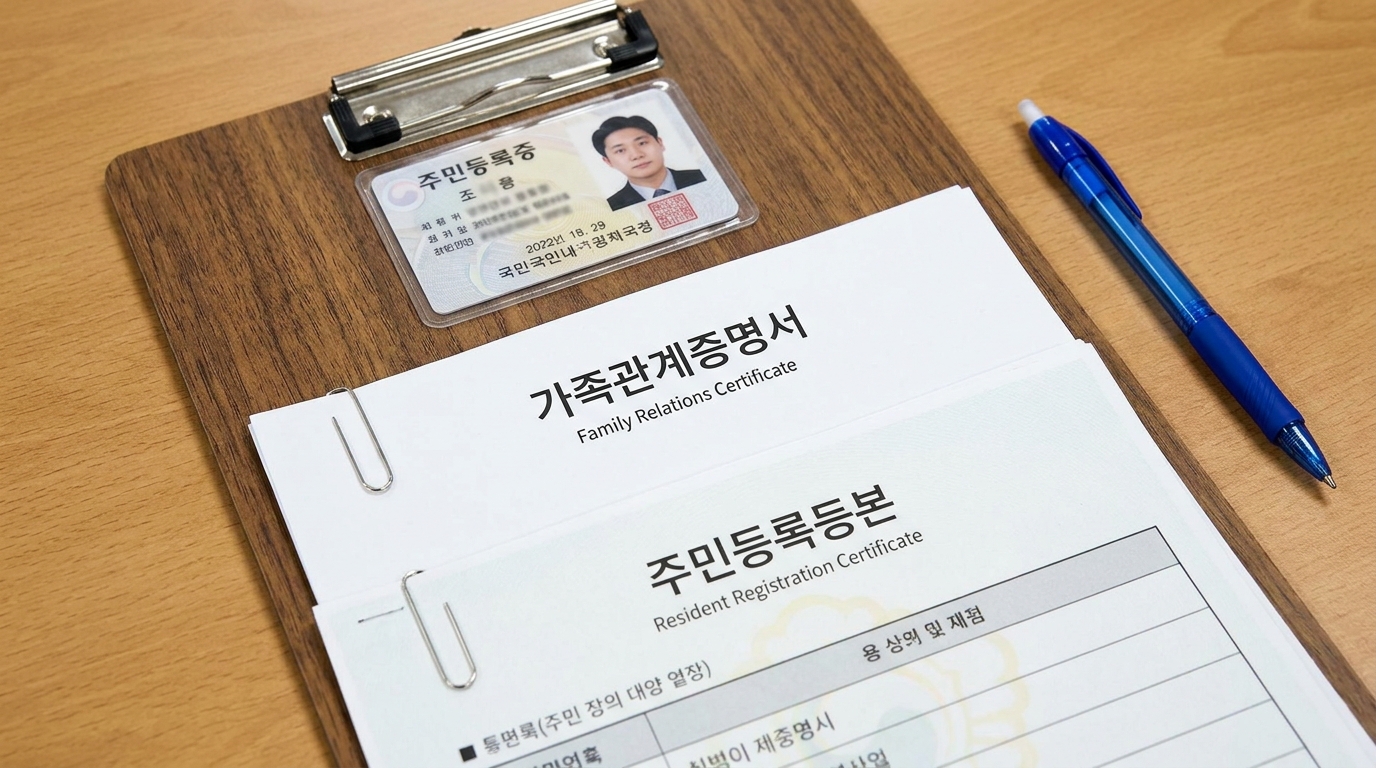 오프라인 이의신청을 위해 준비된 신분증 및 증명 서류들
