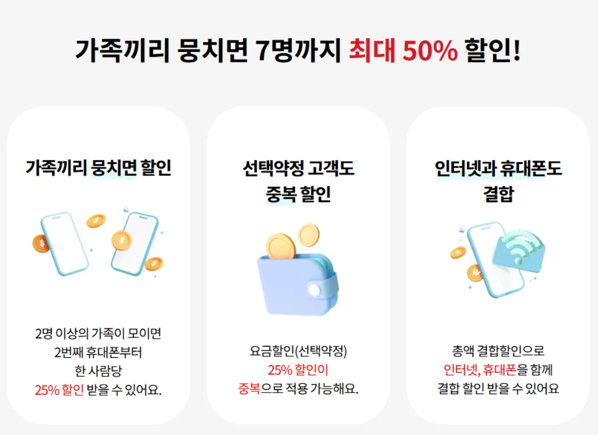 KT가족결합 할인 혜택 신청