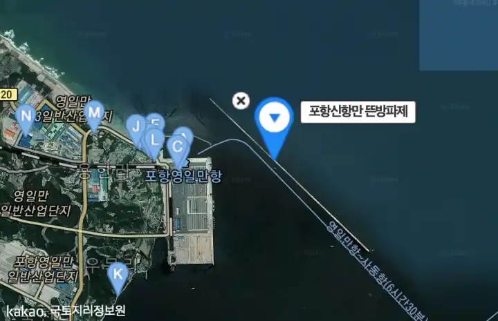 포항뜬방파제-위성사진