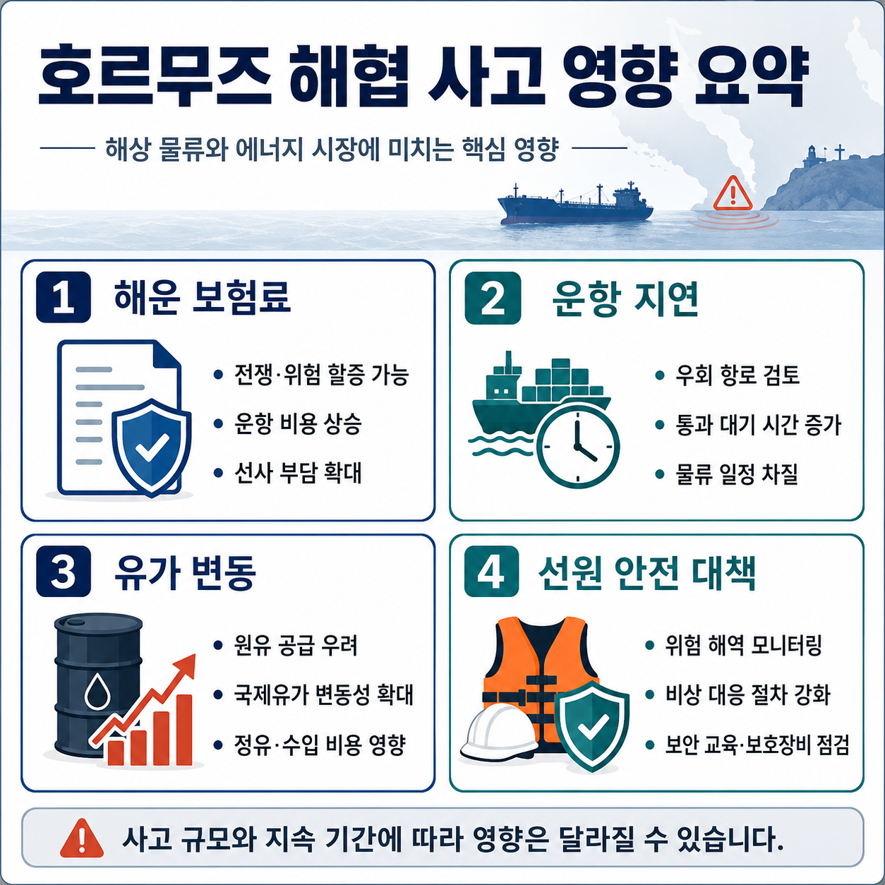 호르무즈 해협 사고 영향 요약