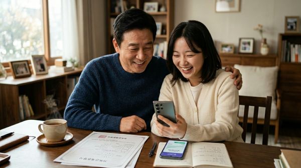 스마트폰 손택스로 증여세 신고하는 부녀