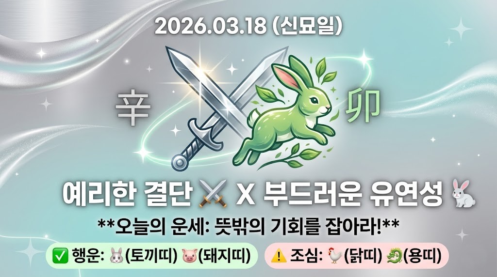 오늘의운세, 신묘일, 운수대통, 토끼띠