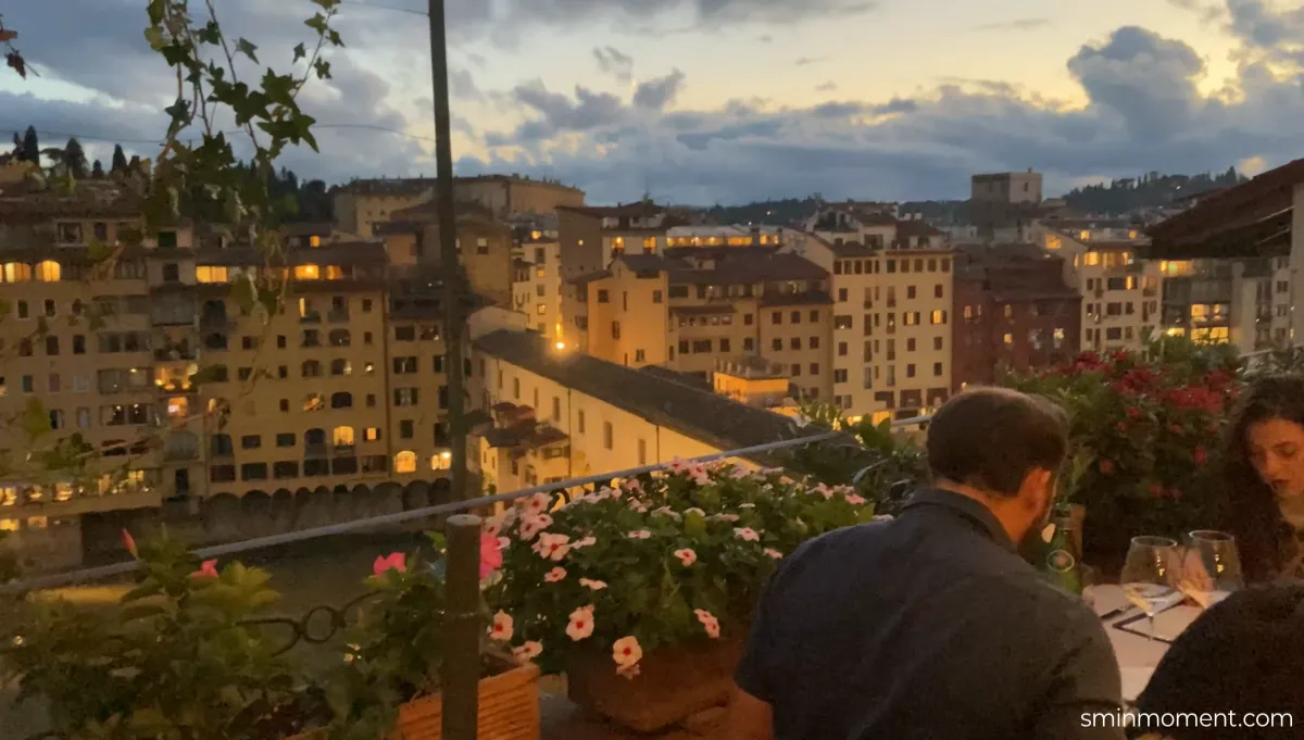 피렌체-오스테리아델레트레판케-베키오다리-아르노강변-노을뷰-영화속장면