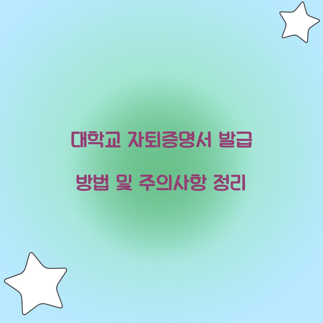 대학교 자퇴증명서 발급