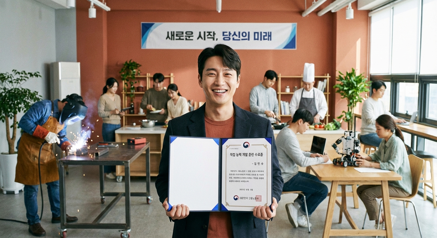 직업 훈련을 통해 새로운 기술을 배우고 자격증을 받는 광양시민의 모습.