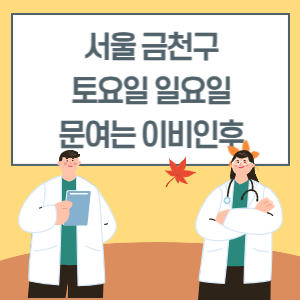 서울 금천구 토요일 일요일 이비인후과 진료 병원 리스트