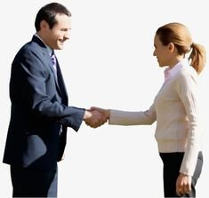 감색-양복을-입은-남성과-흰색-브라우스를-입은-여성이-악수를-하는-모습