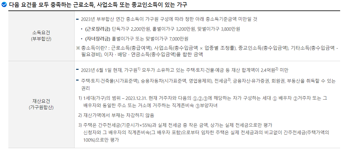 근로 장려금 지급 대상자 확인