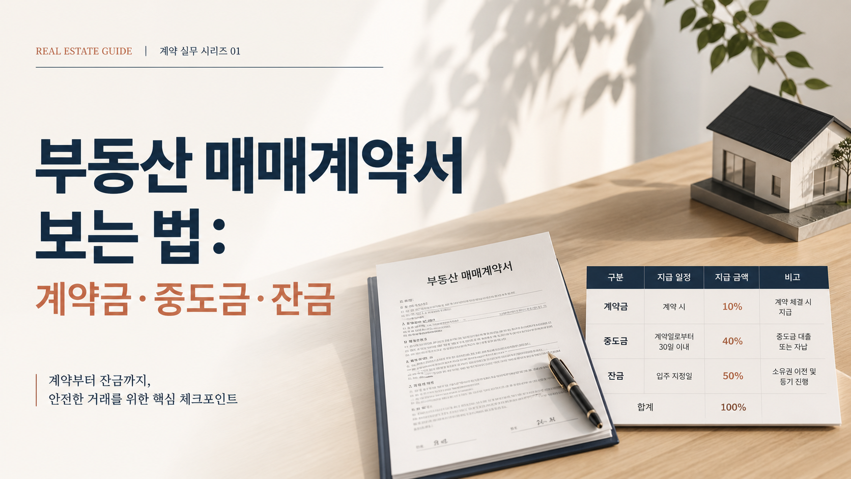 부동산 매매계약서 보는 법: 계약금·중도금·잔금 핵심 개념을 설명하는 부동산 안내