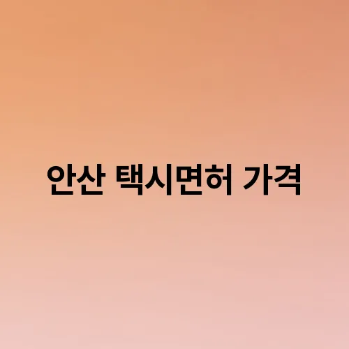 안산 택시면허 가격