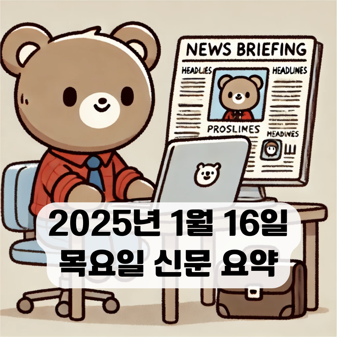 2025년 1월 16일 목요일 오늘의 주요 뉴스 및 이슈사항 정리