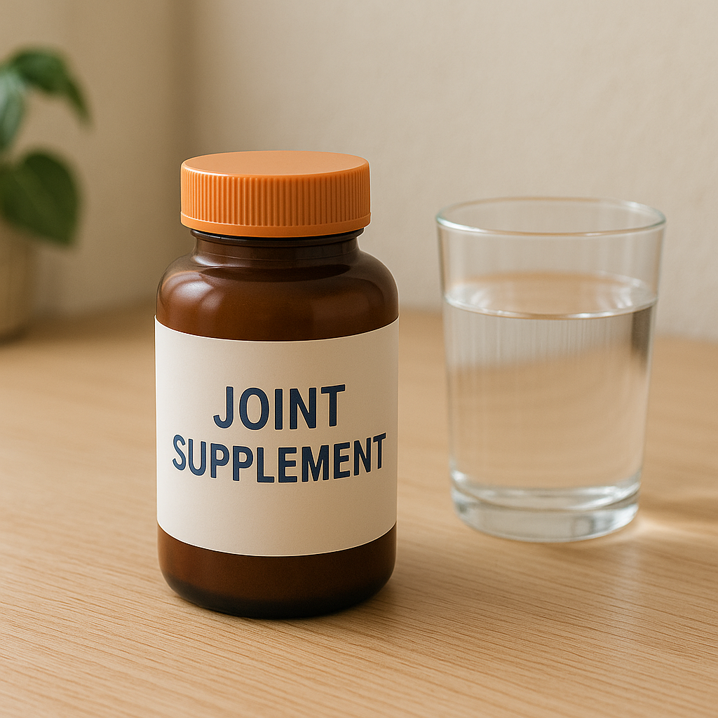 관절에 좋은 약통이 정돈된 리얼한 사진 스타일