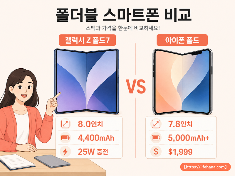 갤럭시 Z 폴드7 vs 아이폰 폴드 &mdash; 핵심 비교
