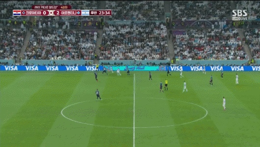 크로아티아와의 4강전에서 단독 드리블 하는 리오넬 메시