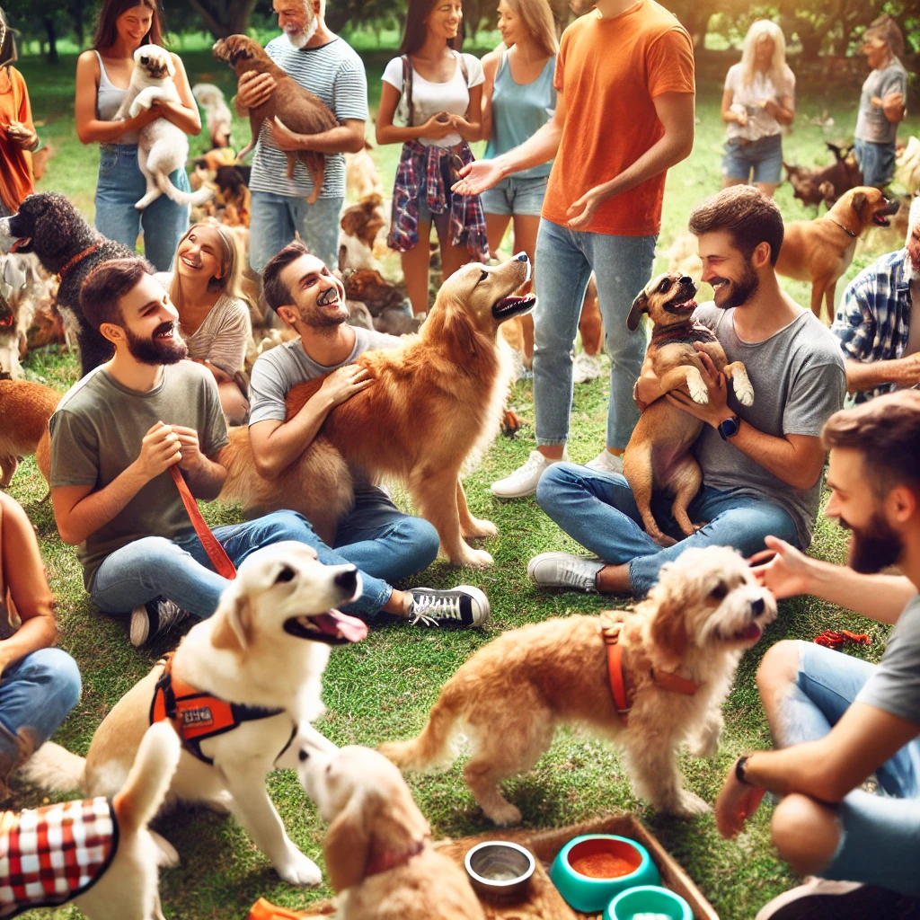 반려견들과 사람들 사진입니다.