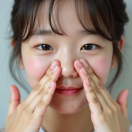 코 옆 지압 마사지 (혈자리 자극)