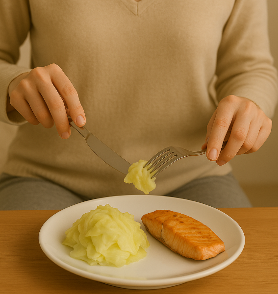 간수치 낮추려 생선구이와 양배추찜을 먹는 모습