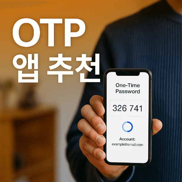 OTP 앱 추천 썸네일, 스마트폰에 표시된 일회용 비밀번호 화면
