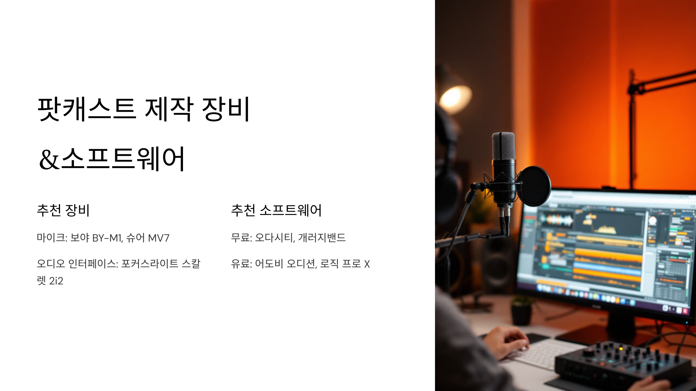 팟캐스트 제작에 필요한 장비와 소프트웨어