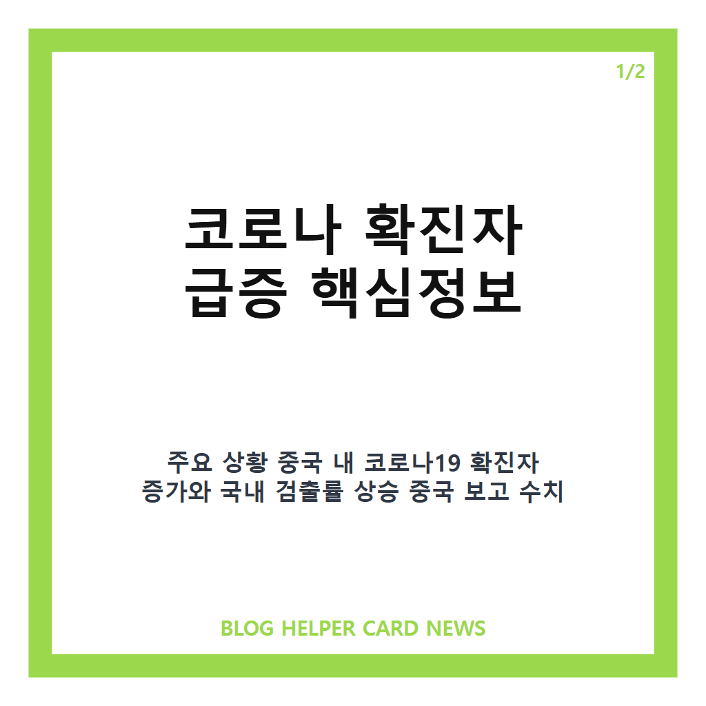 코로나 확진자 급증, 중국 재확산 조짐과 고위험군이 알아둘 대응 포인트 카드뉴스 1