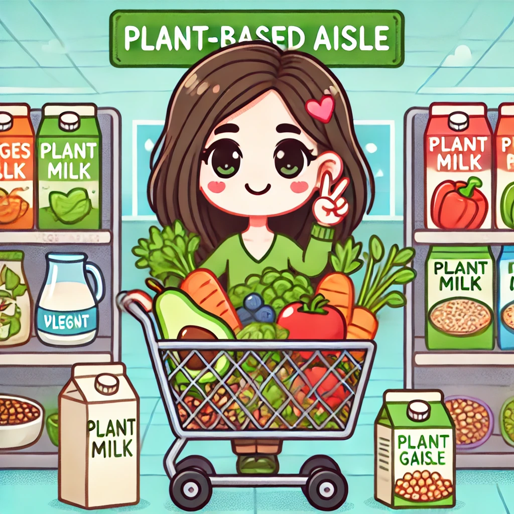 비건 식품 구매하는 사진