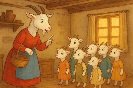 아기 염소들에게 경고하는 엄마 염소