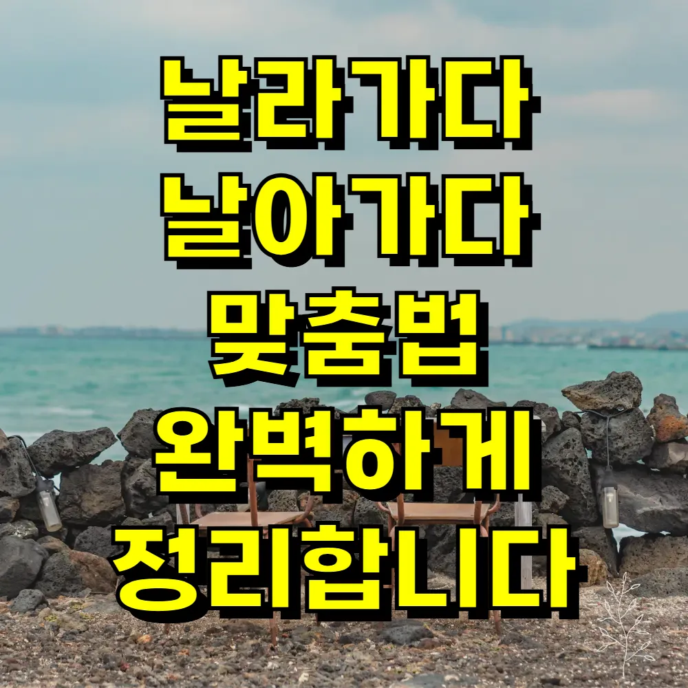 날라가다 날아가다 맞춤법 완벽하게 정리합니다