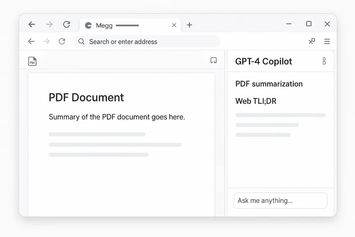 Microsoft Edge에서 GPT Copilot 사용 장면