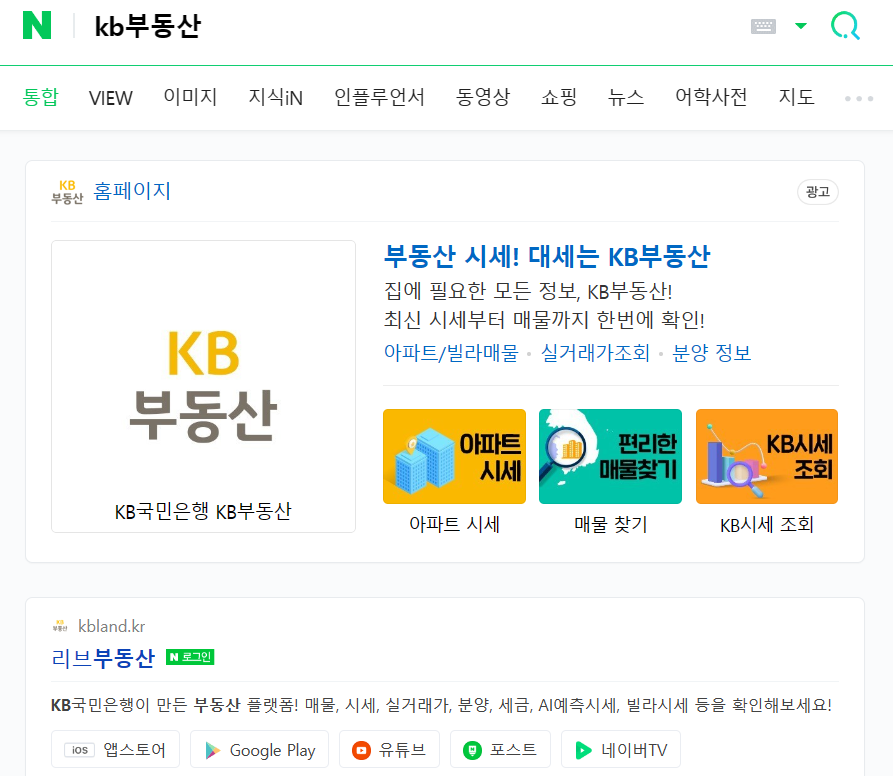 kb 부동산 네이버검색