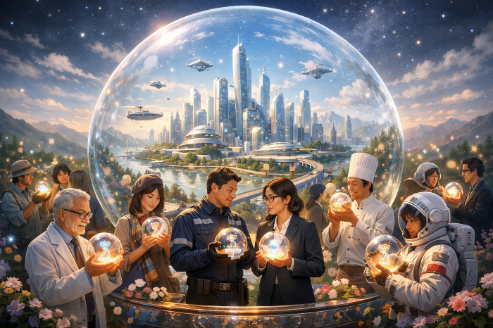 개인의 지식이 가치 있는 자산이 되어 소통하는 미래 사회의 모습