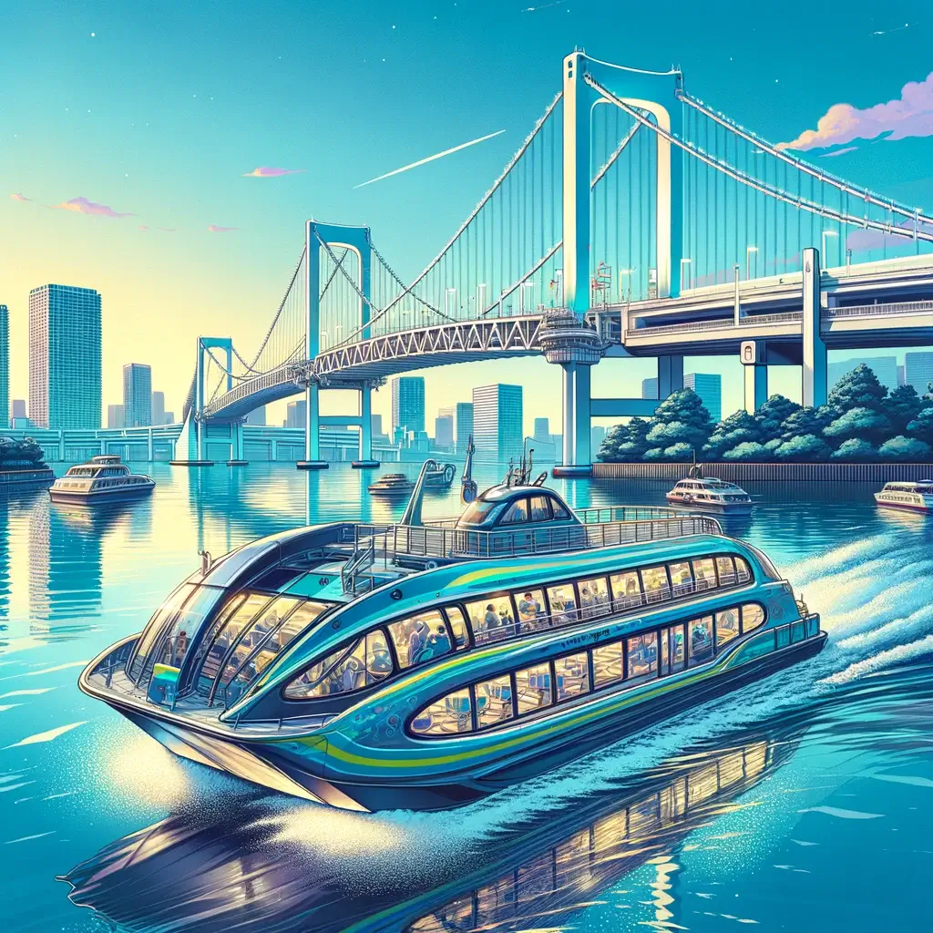 오다이바 해변 공원에서 출발해 아사쿠사까지 이어지는 수상버스를 타고 일본 도시를 둘러보다.