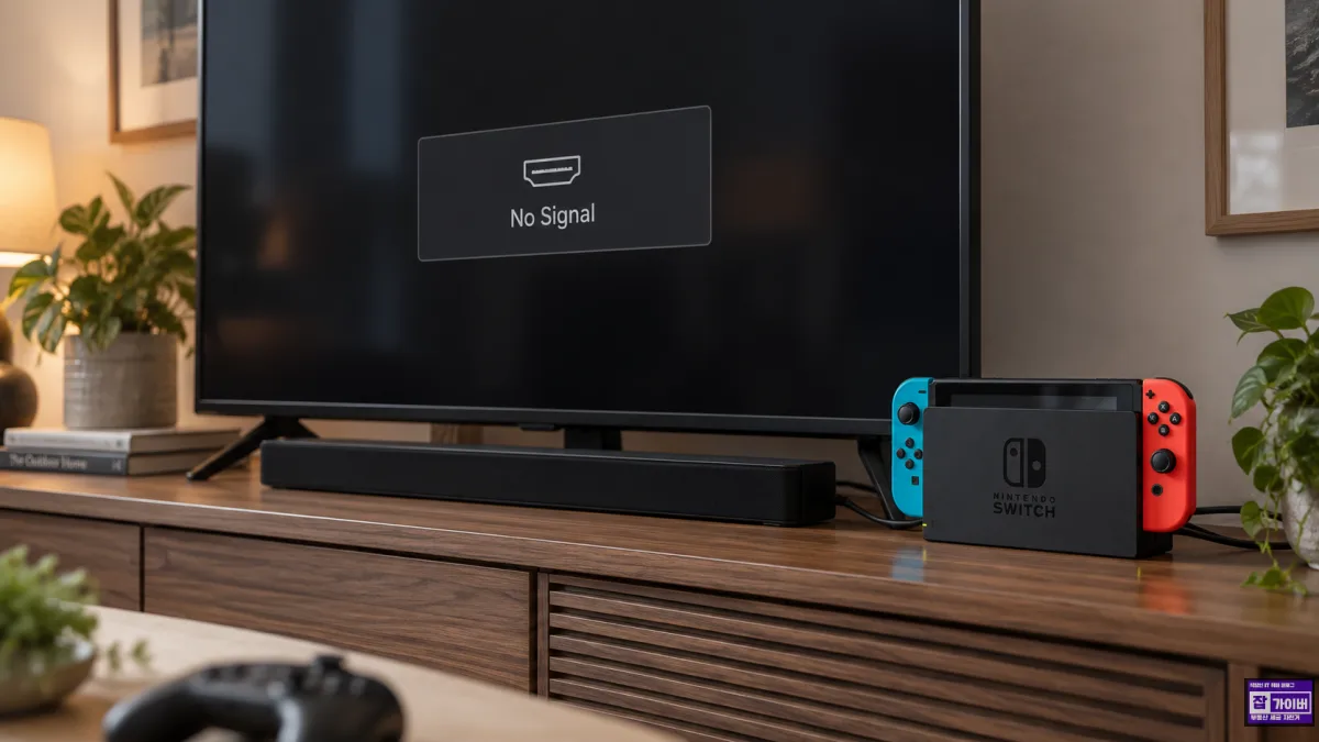 닌텐도 스위치 독 HDMI 연결오류로 TV 화면이 출력되지 않는 상황 재현 이미지