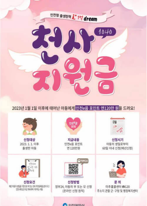 2025년 인천 천사지원금 신청 방법