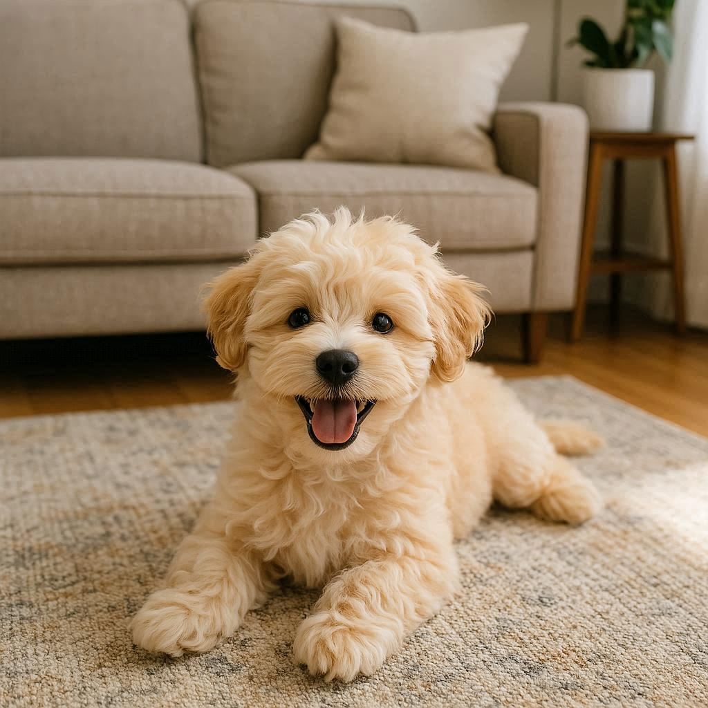 거실에-누워-있는-소형-강아지