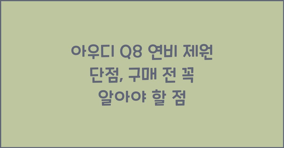 아우디 Q8 연비 제원 단점