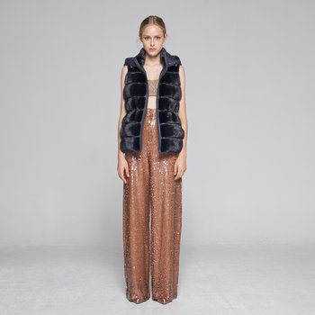 사바티에 리버시블 밍크 후드베스트 V60120DM