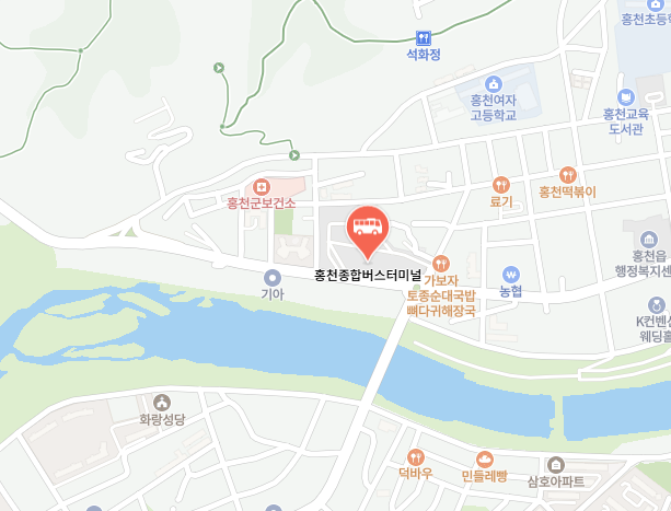 홍천종합터미널 위치-지도