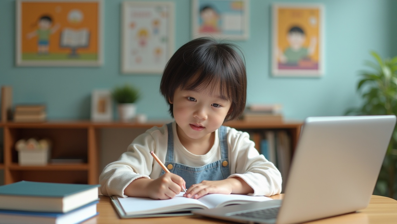 영어 공부 중인 어린이