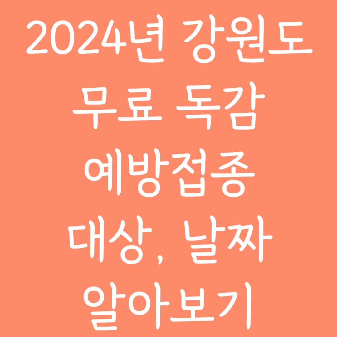 2024년 강원도 무료 독감 예방접종 대상, 날짜 알아보기