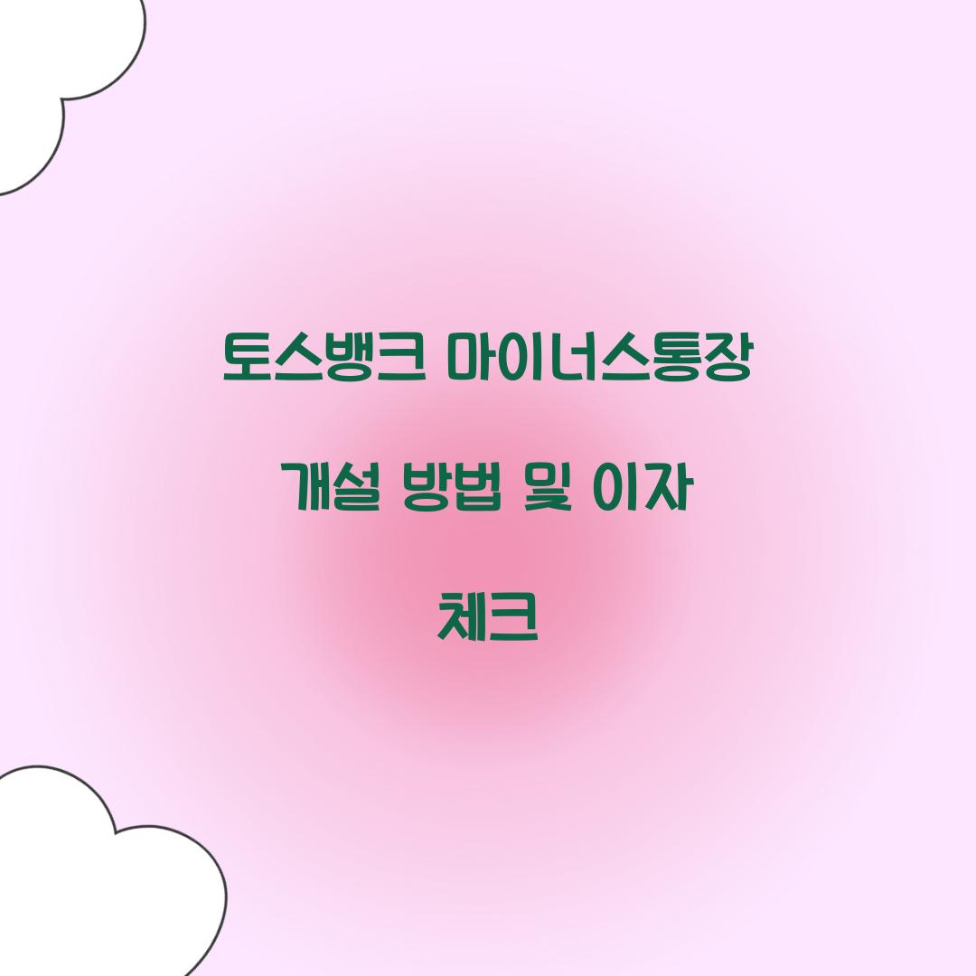 토스뱅크 마이너스통장